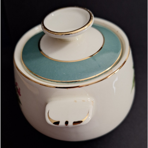 Homer Laughlin Sugar Bowl & Lid Empire Green Cavalier Egg Shell - Picture 3 of 6